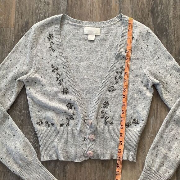 American Eagle Beautiful Beaded Angora Hair Cardigan sz med - Picture 8 of 9
